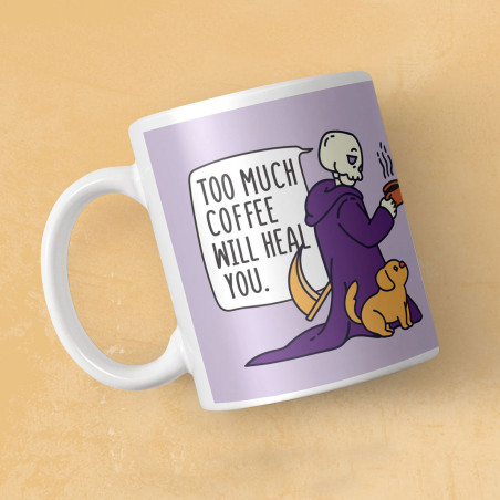 Grim Reaper, Too Much Coffee Will Heal You Mug
